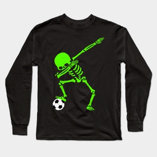 Halloween Dabbing Skeleton Soccer Shirt Dab Pose Soccer Ball Long Sleeve T-Shirt